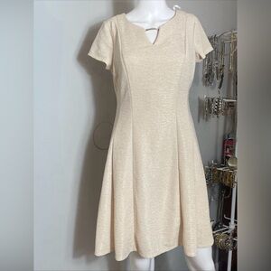 Established in 1962, Women's Midi Dress, Size Ivory with Silver Sparkles Size 8